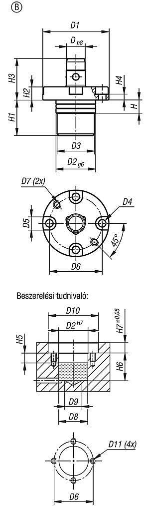 Pozicionáló hengerpneumatikus B alak