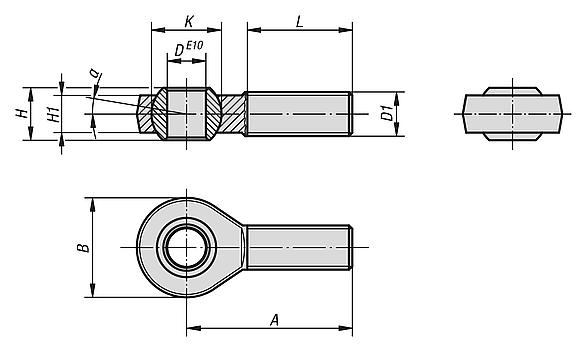 igubal® csuklófejek siklócsapágyazással külső menetes, hasonló, mint DIN ISO 12240-4