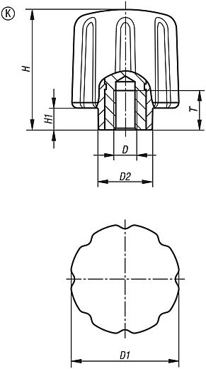 Kézirögzítő, ergonomikus, belső menettel